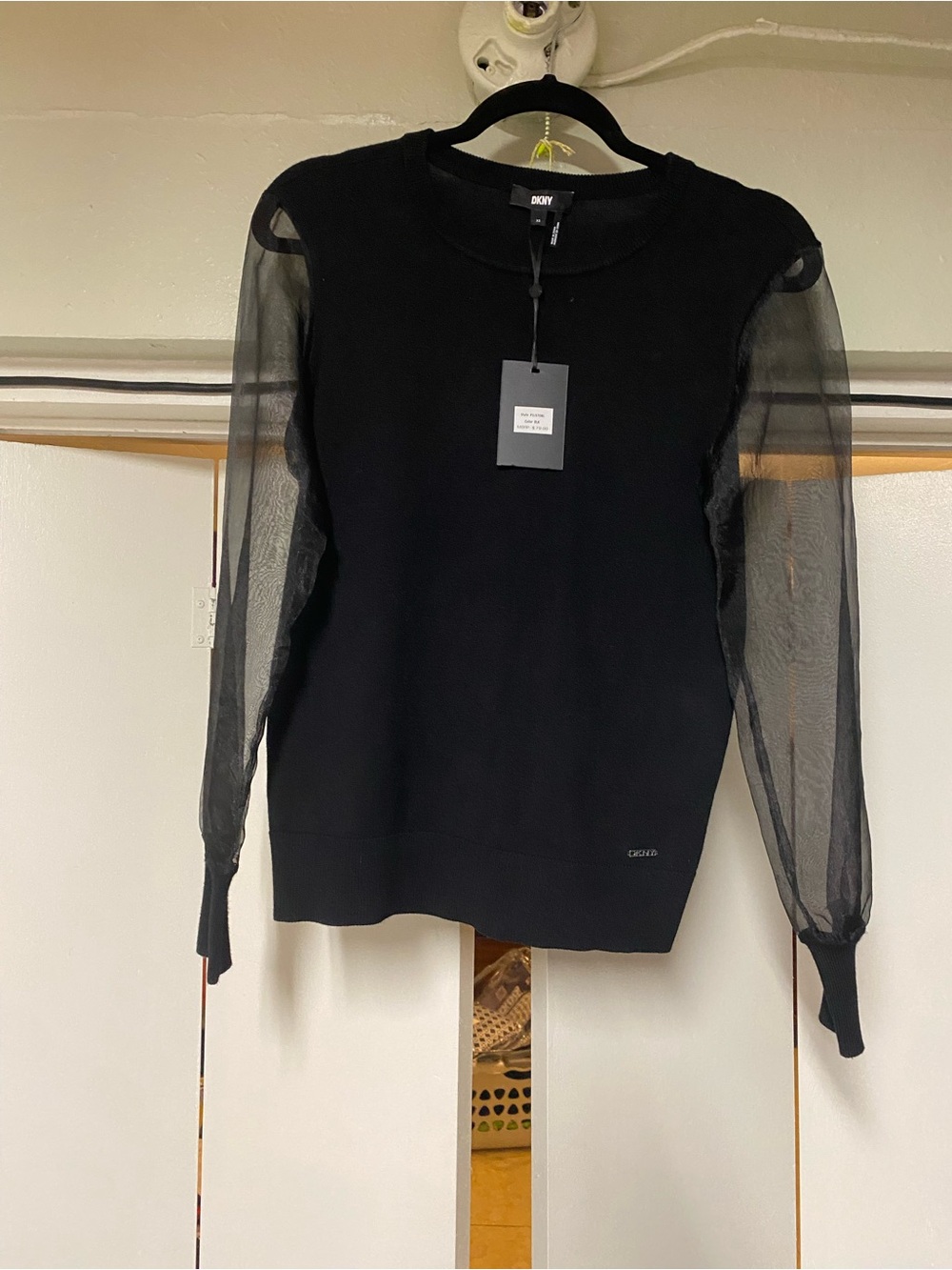 DKNY Black Knit Crewneck Sweater